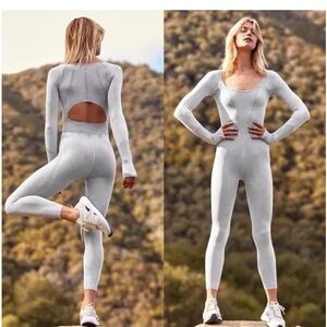 Good Karma Long-Sleeve Onesie by FP Movement at Free People Ice Grey Sz XS/S